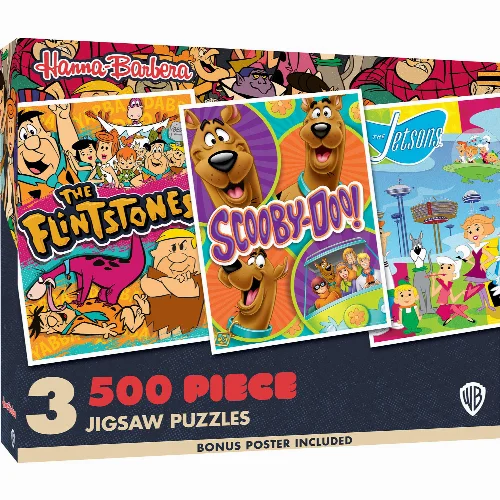 Hanna-Barbera - Flintstones, Scooby-Doo, Jetsons Jigsaw Puzzle 3-Pack - 500 Piece - Image 1