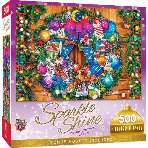 MasterPieces Sparkle and Shine Jigsaw Puzzle - Vintage Ornament Wreath - Image 1