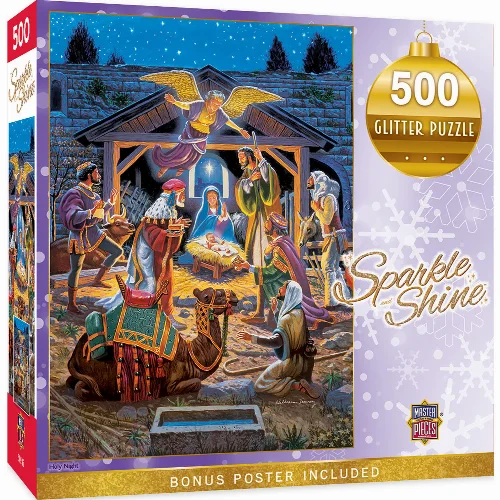 MasterPieces Sparkle and Shine Jigsaw Puzzle - Holy Night - 500 Piece - Image 1