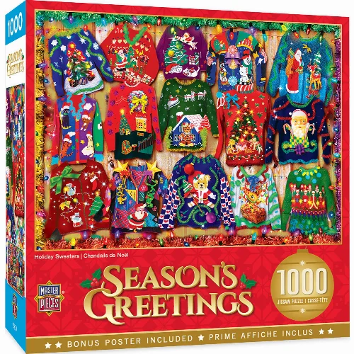 MasterPieces Season's Greetings Jigsaw Puzzle - Holiday Sweaters - 1000 Piece - Image 1