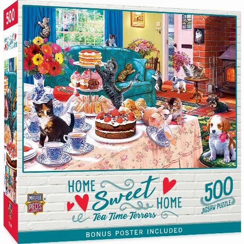 MasterPieces Home Sweet Home Jigsaw Puzzle - Tea Time Terrors - 500 Piece - Image 1