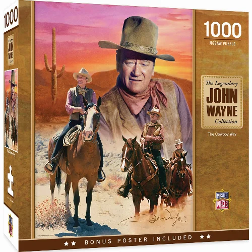 MasterPieces John Wayne Collection Jigsaw Puzzle - The Cowboy Way - 1000 Piece - Image 1