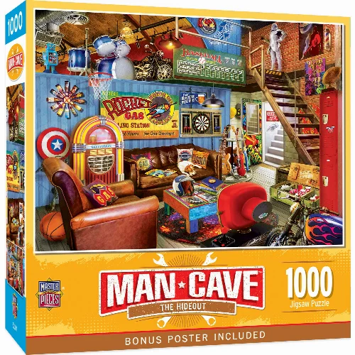 MasterPieces Man Cave Jigsaw Puzzle - The Hideout - 1000 Piece - Image 1
