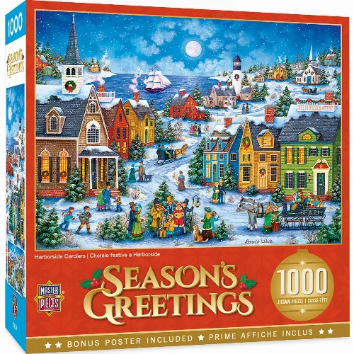 MasterPieces Season's Greetings Jigsaw Puzzle - Harbor Side Carolers - 1000 Piece - Image 1