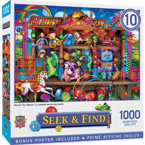 MasterPieces Seek & Find Jigsaw Puzzle - Secret Toy Heaven - 1000 Piece - Image 1