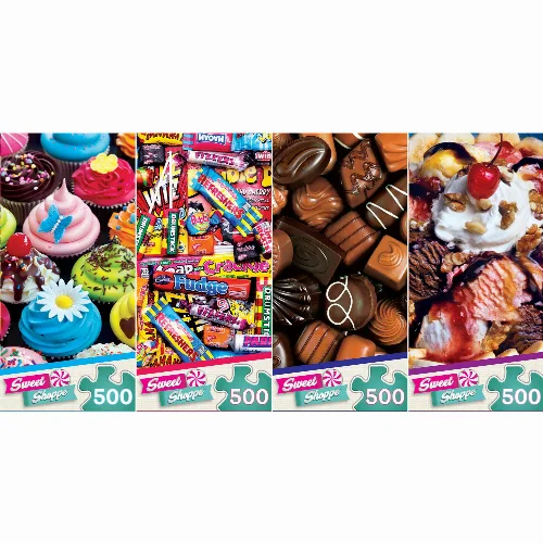 MasterPieces Space Savers Jigsaw Puzzle - Sweet Shoppe 4-Pack - 500 Piece - Image 1