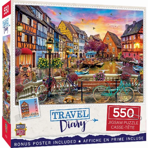 MasterPieces Travel Diary Jigsaw Puzzle - Cycling at Colmar, France - 550 Piece - Image 1