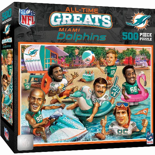 MasterPieces All Time Greats Jigsaw Puzzle - Miami Dolphins - 500 Piece - Image 1