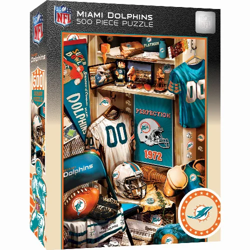 MasterPieces Locker Room Jigsaw Puzzle - Miami Dolphins - 500 Piece - Image 1