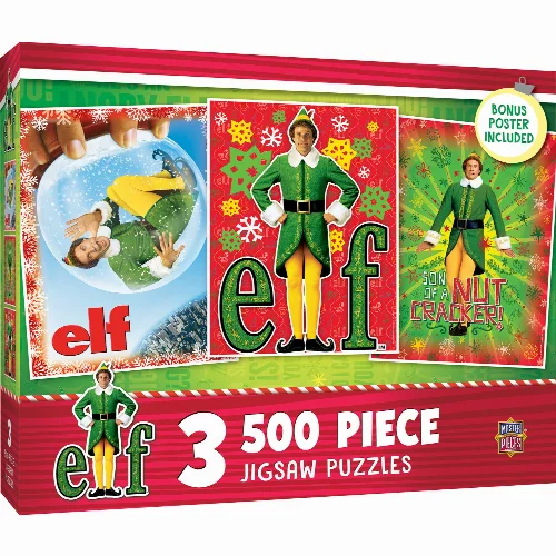 MasterPieces Elf Jigsaw Puzzle - Christmas Movie 3-Pack - 500 Piece - Image 1