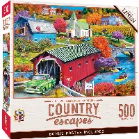 MasterPieces Country Escapes Jigsaw Puzzle - Hill Village Covered Bridge - 500 Piece