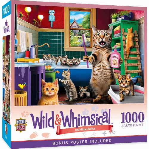 MasterPieces Wild & Whimsical Jigsaw Puzzle - Bathtime Antics - 1000 Piece - Image 1