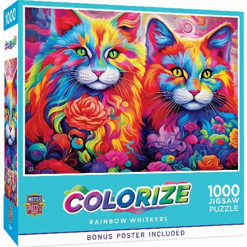 MasterPieces Colorize Jigsaw Puzzle - Rainbow Whiskers - 1000 Piece - Image 1