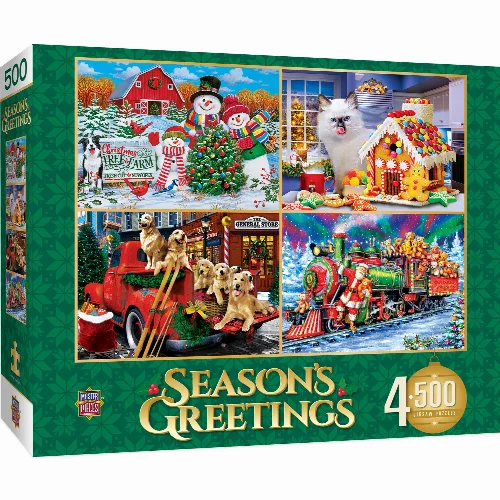MasterPieces Season's Greetings Jigsaw Puzzle - s 4-Pack - 500 Piece - Image 1