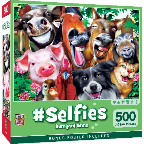 MasterPieces Selfies Jigsaw Puzzle - Barnyard Grins - 500 Piece - Image 1