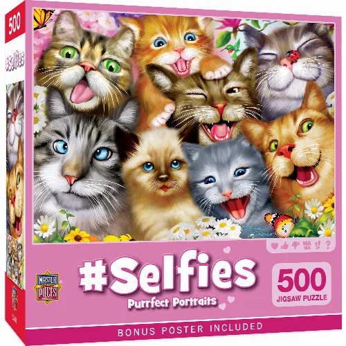 MasterPieces Selfies Jigsaw Puzzle - Purrfect Portraits - 500 Piece - Image 1