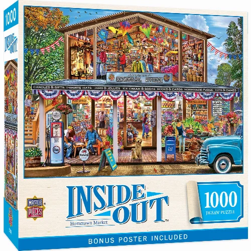 MasterPieces Inside Out Jigsaw Puzzle - Hometown Market - 1000 Piece - Image 1