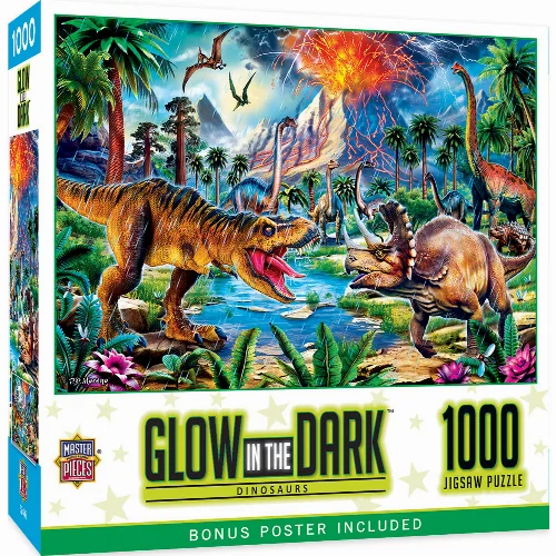 MasterPieces Glow in the Dark Jigsaw Puzzle - Dinosaurs - 1000 Piece - Image 1