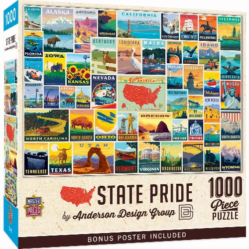 MasterPieces Anderson Design Group Jigsaw Puzzle - State Pride - 1000 Piece - Image 1