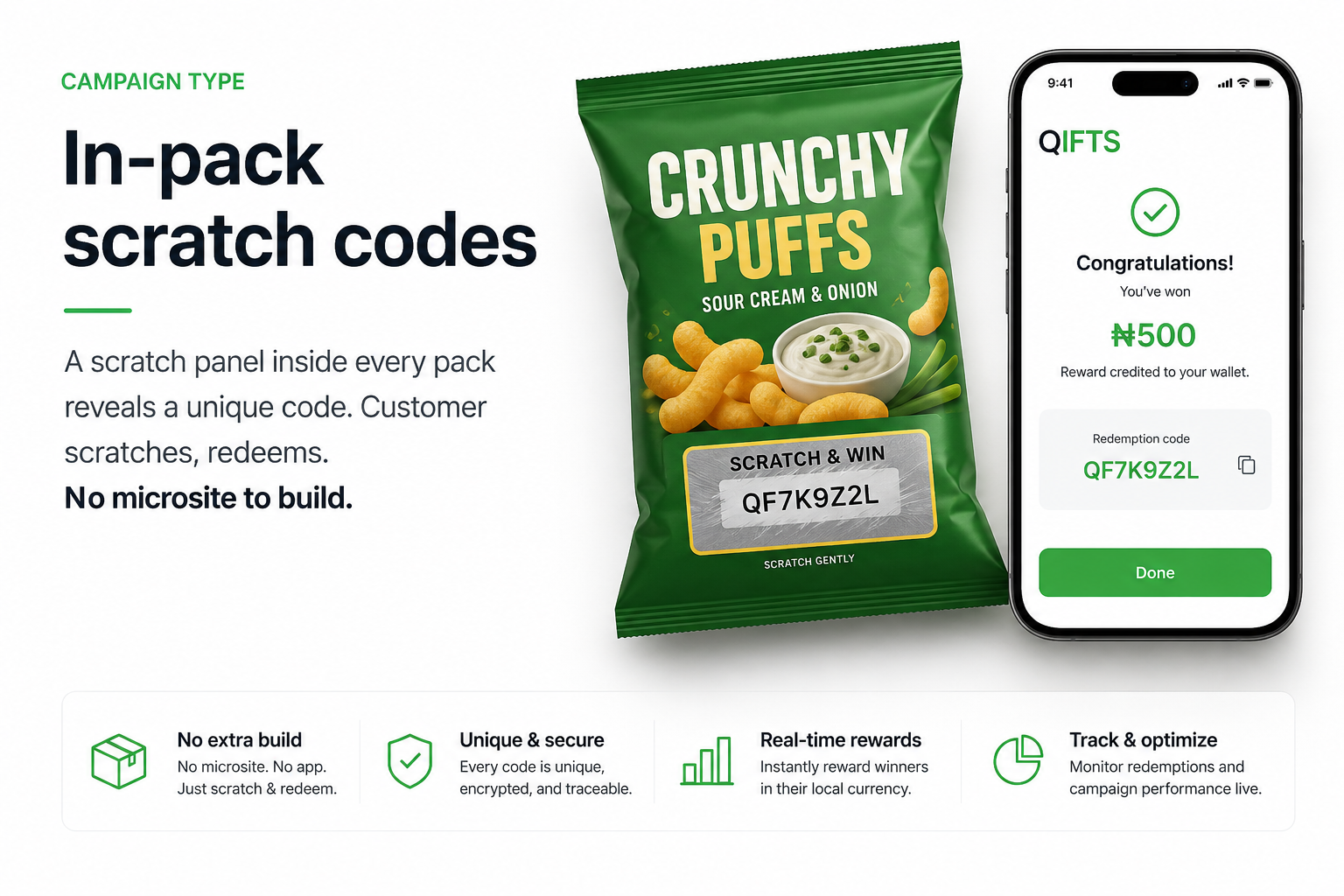In-pack scratch codes
