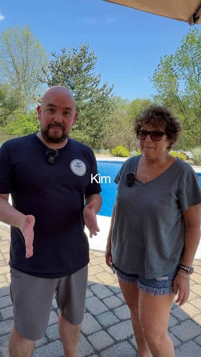 JC Epoxy Flooring Instagram: ⭐⭐⭐⭐⭐ “I didn’t know it was going to look like diamonds” Kim’s pool deck says it all.

Kim had no id…