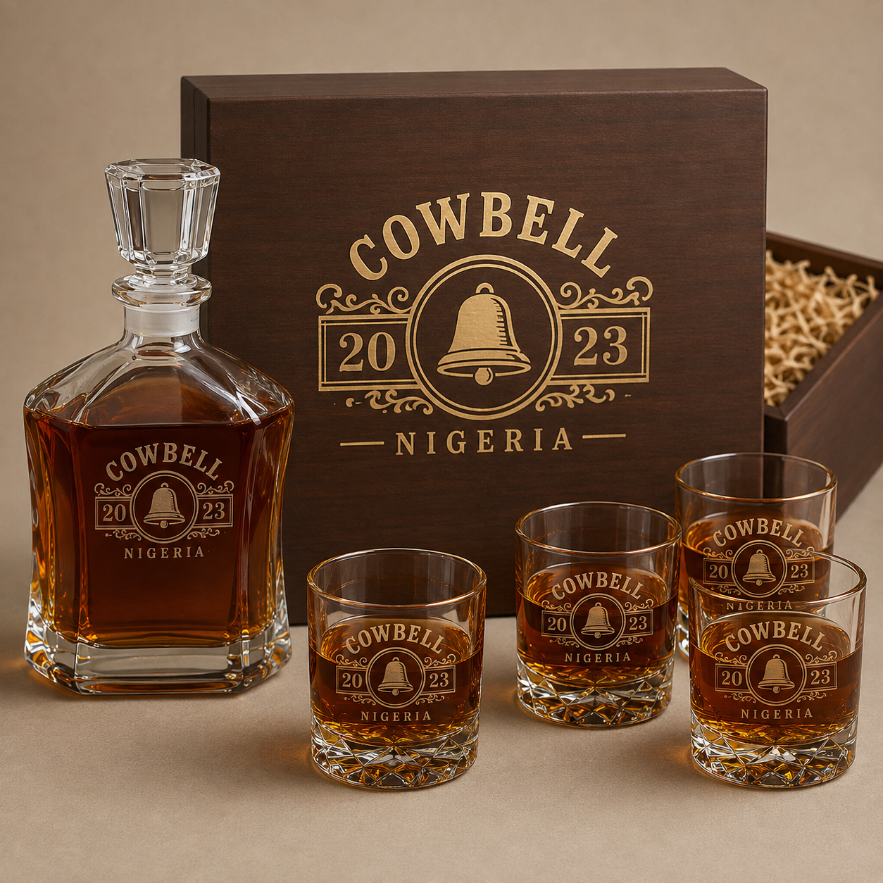Whiskey decanter and glass set from RibiRewards' December collection