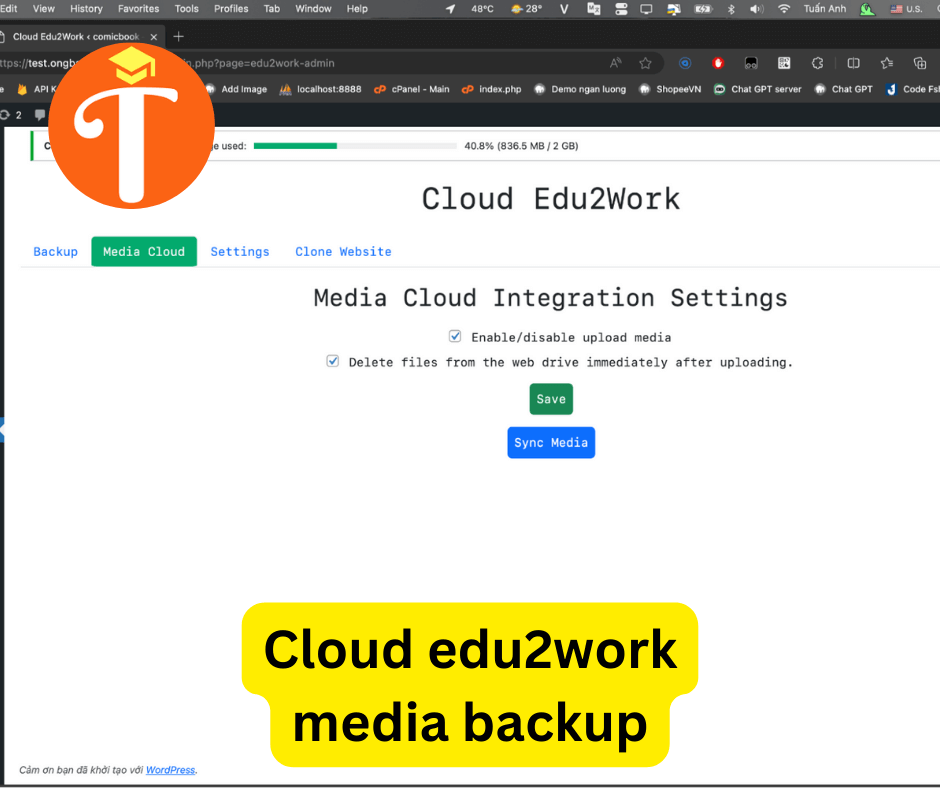 Đăng ký plugin backup edu2work