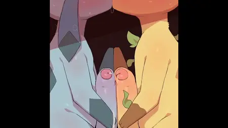 2boys animated anthro black_screen_roulette black_thumbnail blush bodily_fluids cum cum_on_hand cumshot eeveelution ejaculation foreskin french_kiss frottage gay genital_fluids genitals glaceon head_out_of_frame humanoid_genitalia humanoid_penis kissing leafeon male male/male male_only masturbation multiple_males nintendo orgasm_from_kissing partially_retracted_foreskin penile_masturbation penis pokemon pokemon_(species) pokemon_dppt saliva saliva_drip side_view sound sweat syuro uncut video video_games yaoi