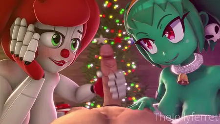 2girls 3d animated animatronic ass ass_grab baby_(fnafsl) black_screen_roulette blank_thumbnail blowjob breasts christmas christmas_clothing christmas_outfit circus_baby circus_baby_(fnaf) female five_nights_at_freddy's five_nights_at_freddy's:_sister_location green_eyes green_hair green_skin handjob holidays huge_ass huge_breasts huge_cock human human_penetrating jollyferret looking_at_another looking_at_viewer music on_side oral oral_sex red_eyes red_hair red_lipstick robot robot_girl robot_humanoid rottytops shantae shantae:_half-genie_hero shantae_and_the_pirate's_curse shantae_and_the_seven_sirens smile smiling smiling_at_viewer smirk smirking smooth_skin so87baby sound source_filmmaker summer_of_87_baby threesome video white_body