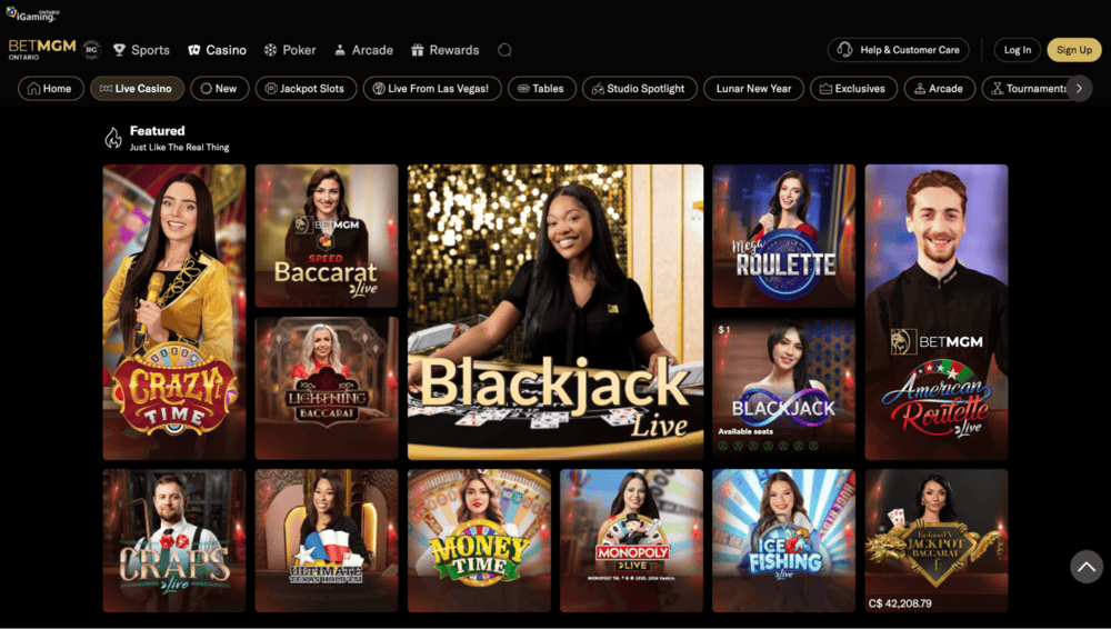 BetMGM live dealer games lobby