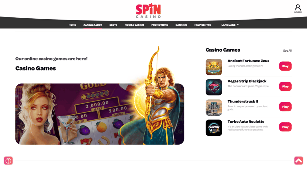 Spin Casino fastest payout casino in Canada