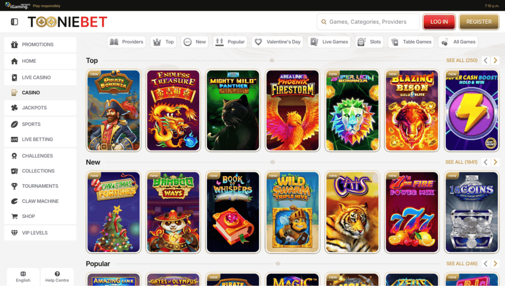 Tooniebet Interac casino review