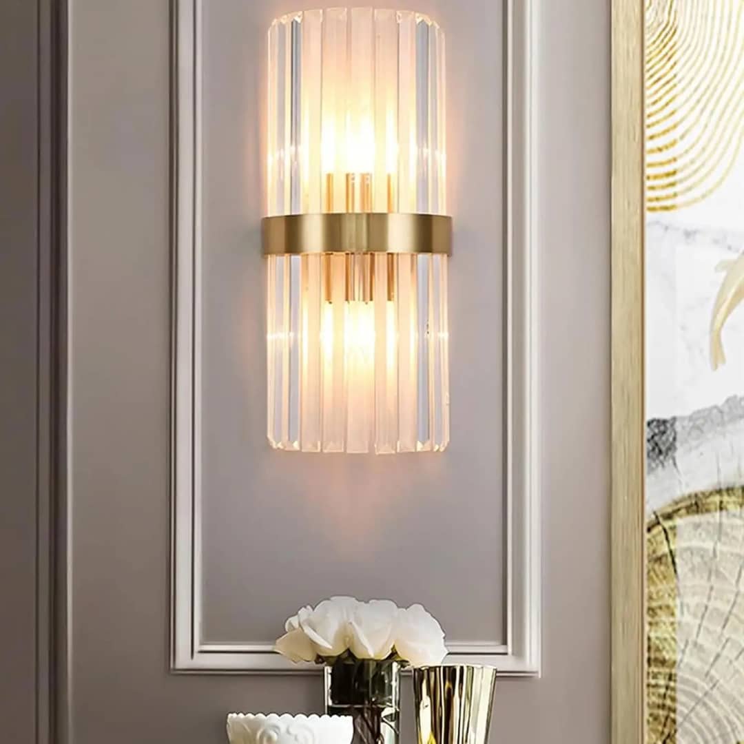 Stylish Modern Indoor Wall Light – Gold and Glass Design for Dining & Living Room