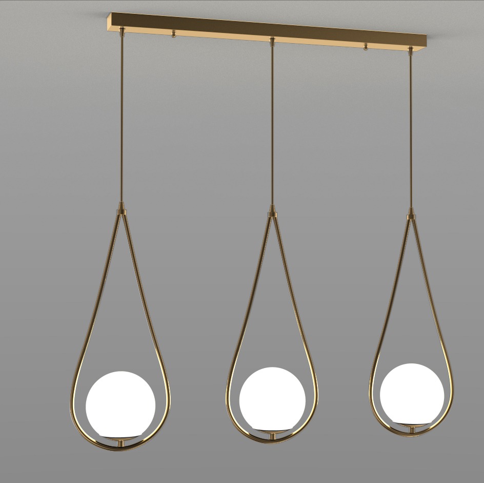 3-Light Nordic Gold Teardrop Pendant Light – Modern Linear Chandelier.