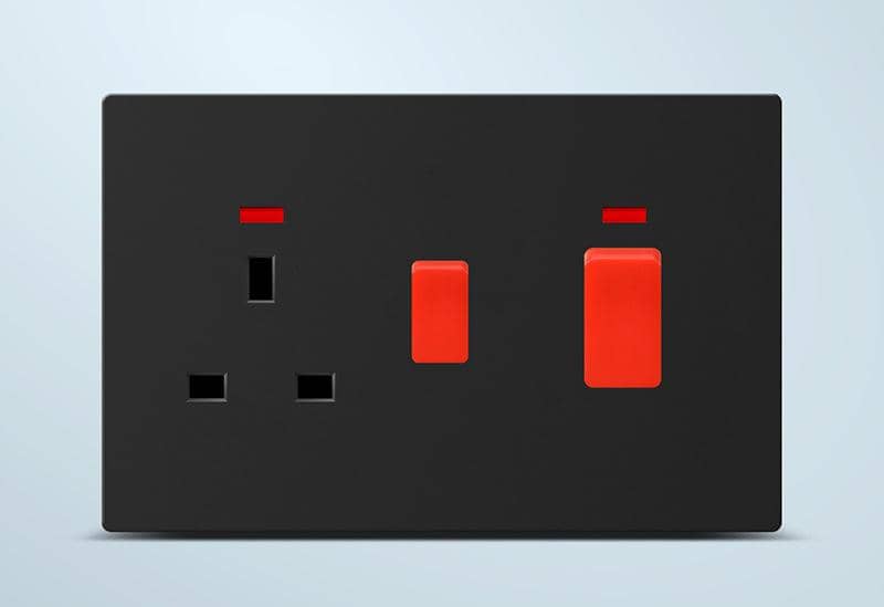 3 X 6 Black Cooker Unit Socket & 45A Switch Electrical Socket for Kitchen