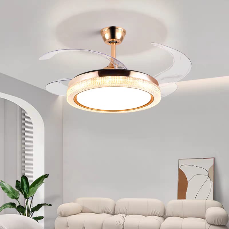 Energy Efficient 42 Inch Gold Chandelier Fan with 96W LED &amp; Bluetooth Speaker.
