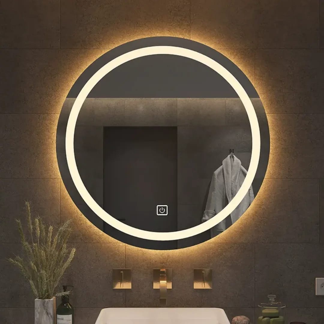 Round Backlit LED Mirror Light – Luxury Bathroom, Bed Room &amp; Dressing Area Wall Mount.