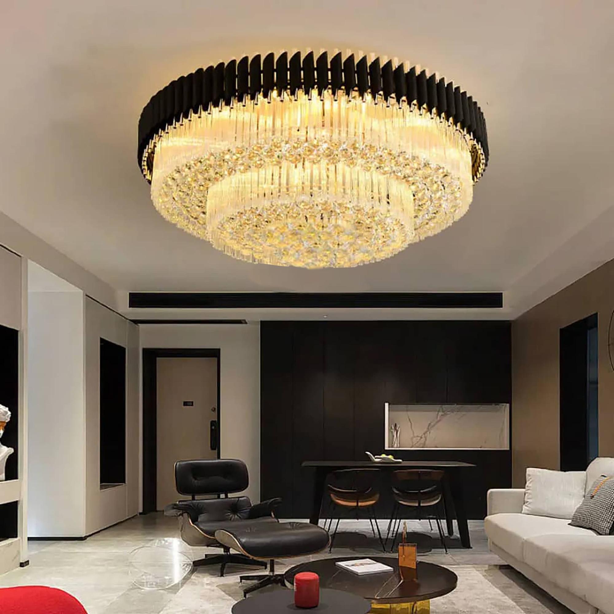 Modern Crystal Chandelier with Polished Chrome Frame & Sparkling Crystals– Luxury Lighting for Dining Room, Living Room, or Bedroom
