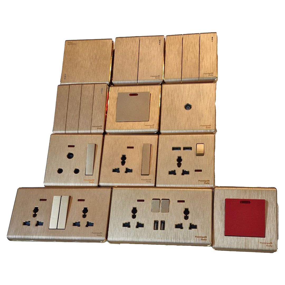 Gold Electrical Sockets and Switches Set High Quality Decorative Switch and Socket Combined for Kitchen Living Room Office