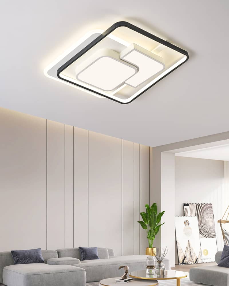Modern Square LED Ceiling Light – Layered Flush Mount for Bedroom, Living Room, Hallway &amp; Kitchen.
