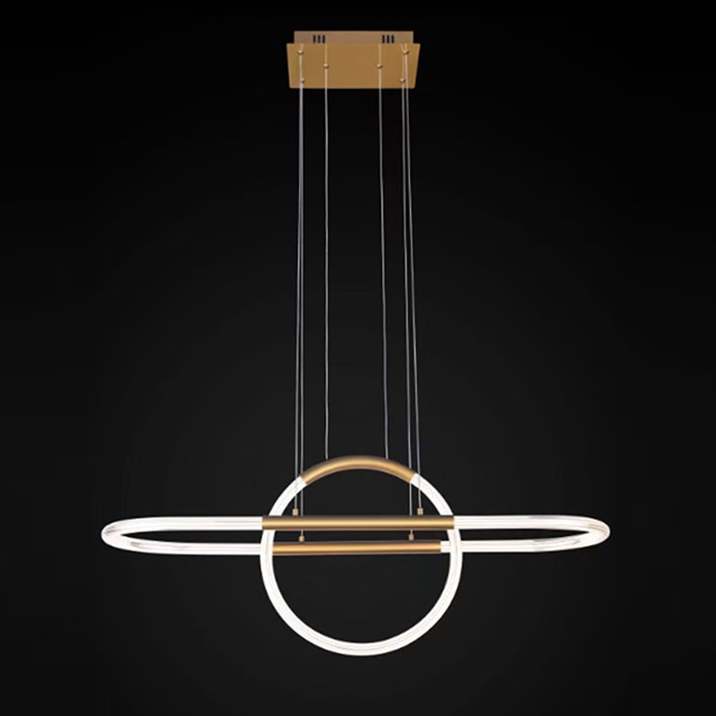 Decorative Circular LED Pendant Lamp with Gold Base for Modern Homes.