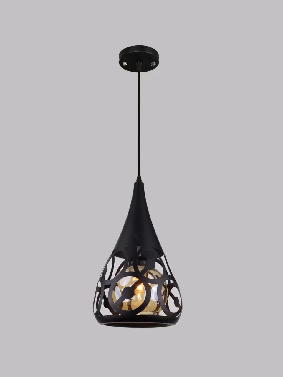 Slim Black Cage Pendant Light | Modern Hanging Ceiling Light.