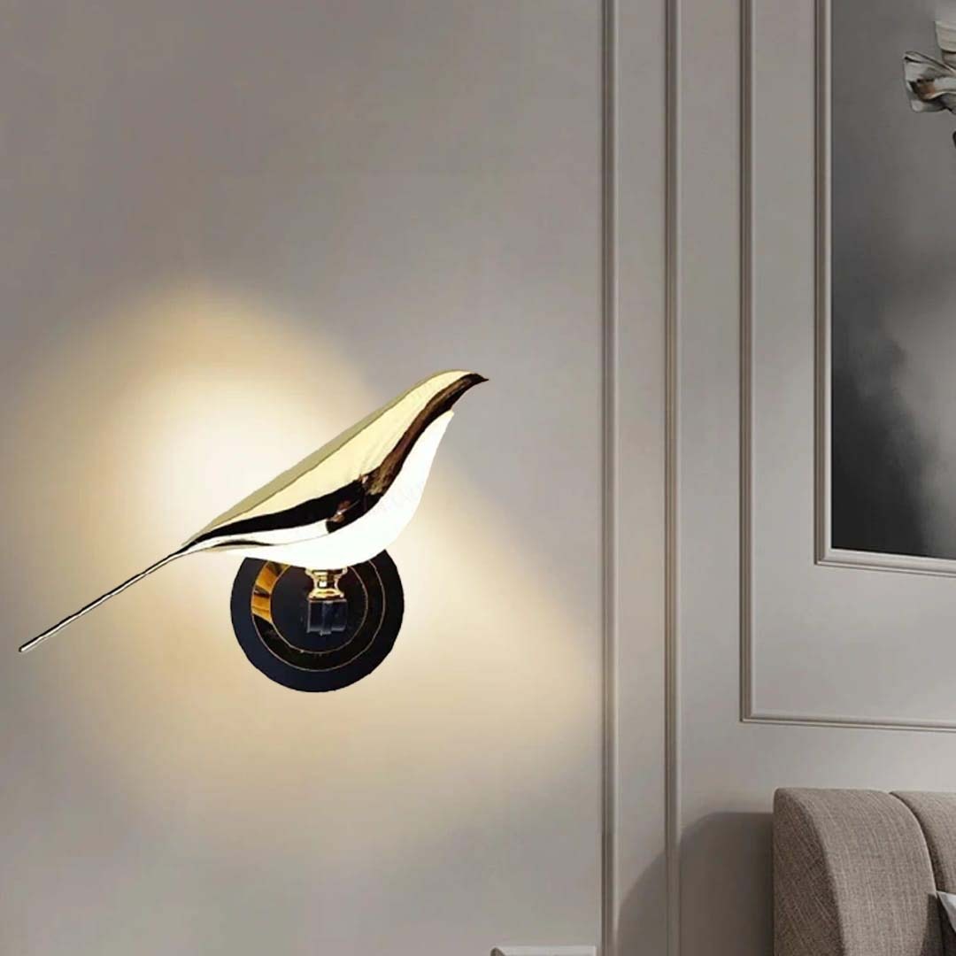 Gold Bird LED Wall Light – Elegant Modern Wall Fixture for Living &amp; Dining.