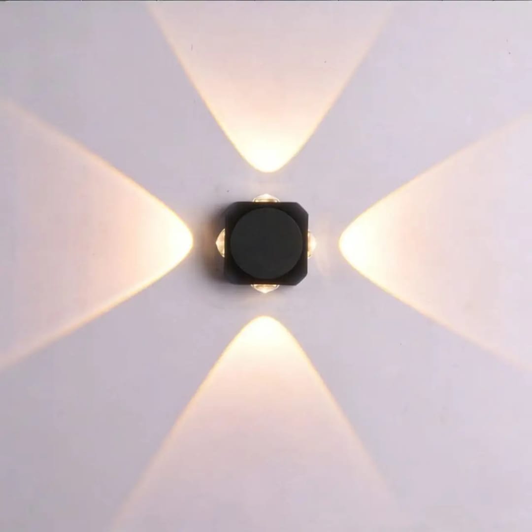 Modern 4-Way LED Wall Light - Luxury Black Wall Sconce for Indoor &amp; Outdoor.