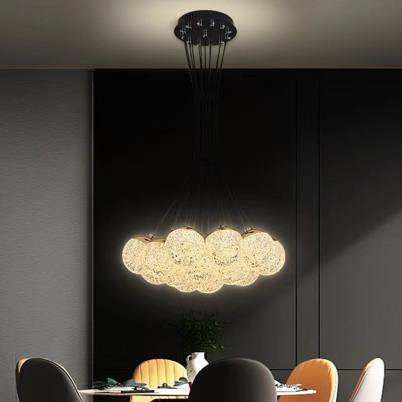 Luxury Nordic Multi-Glass Sphere Chandelier – Adjustable LED Pendant Light.