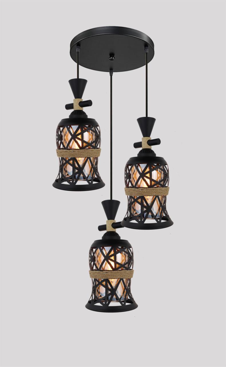 Triple Head Chandelier-Style Pendant Light – Decorative Ceiling Drop.