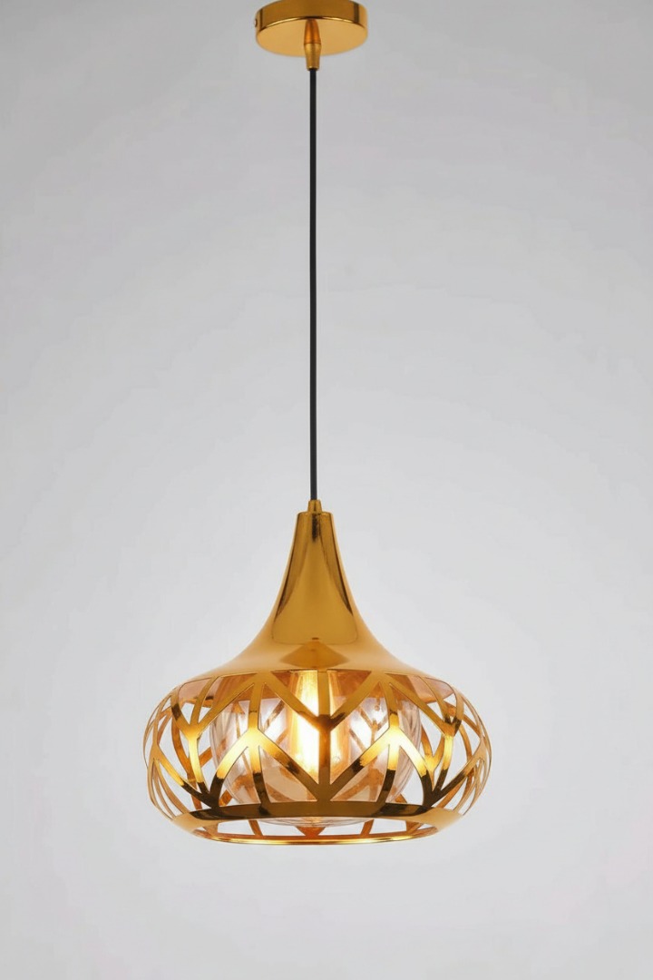 Elegant Gold Pendant Light for Bedroom and Kitchen.