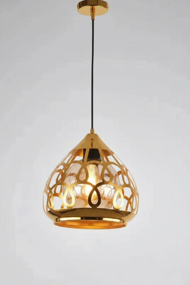 Modern Gold Cage Pendant Light | Decorative Hanging Ceiling Light.