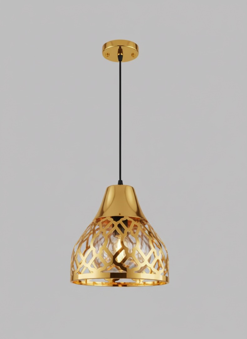 Modern Gold Cage Pendant Light | Decorative Hanging Ceiling Light.