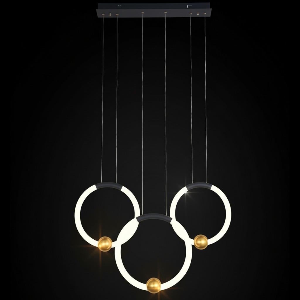 Luxury 3-Ring LED Chandelier for Modern Home Interiors.